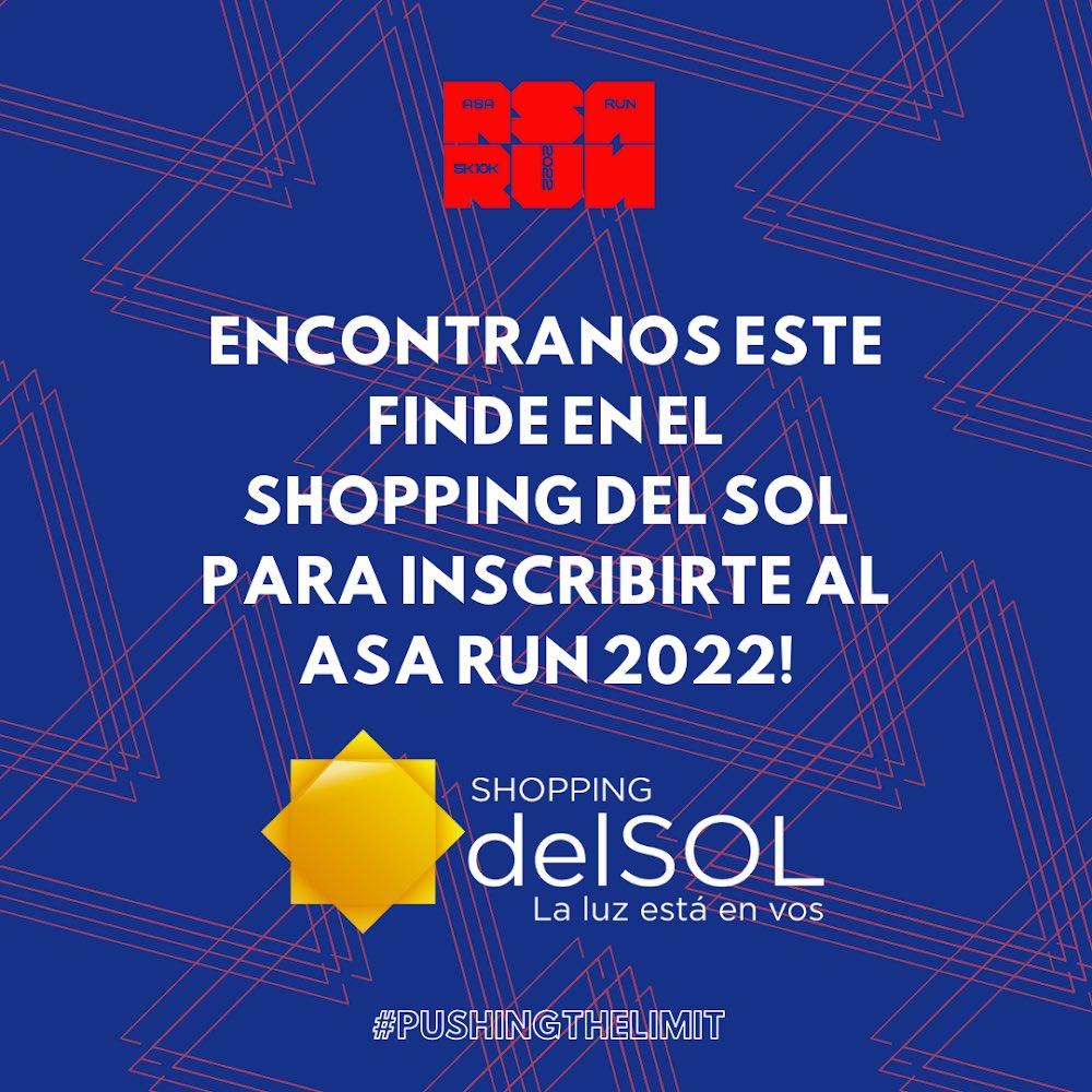 Este finde te esperamos de 10:00 a 20:00 hs en el Shopping del Sol para que puedas inscribirte al evento del año !!! 
TE ESPERAMOS!!!!
#ASARUN2022 #PUSHINGTHELIMIT