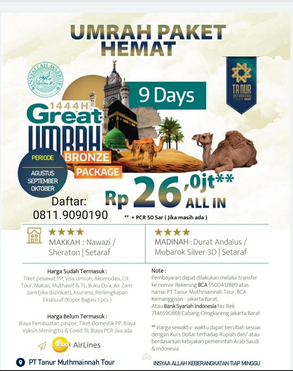 just_sisrie's tweet photo. Bismillaah usia muda tidak menjadi penghalang menuju ke tanah suci Makkah untuk melaksanakan umroh 

Umroh Paylater syariah untuk hal hal yang berguna, lebih baik. More info just klik : https://t.co/KTbquOnKAA https://t.co/jTMKBHw8SM