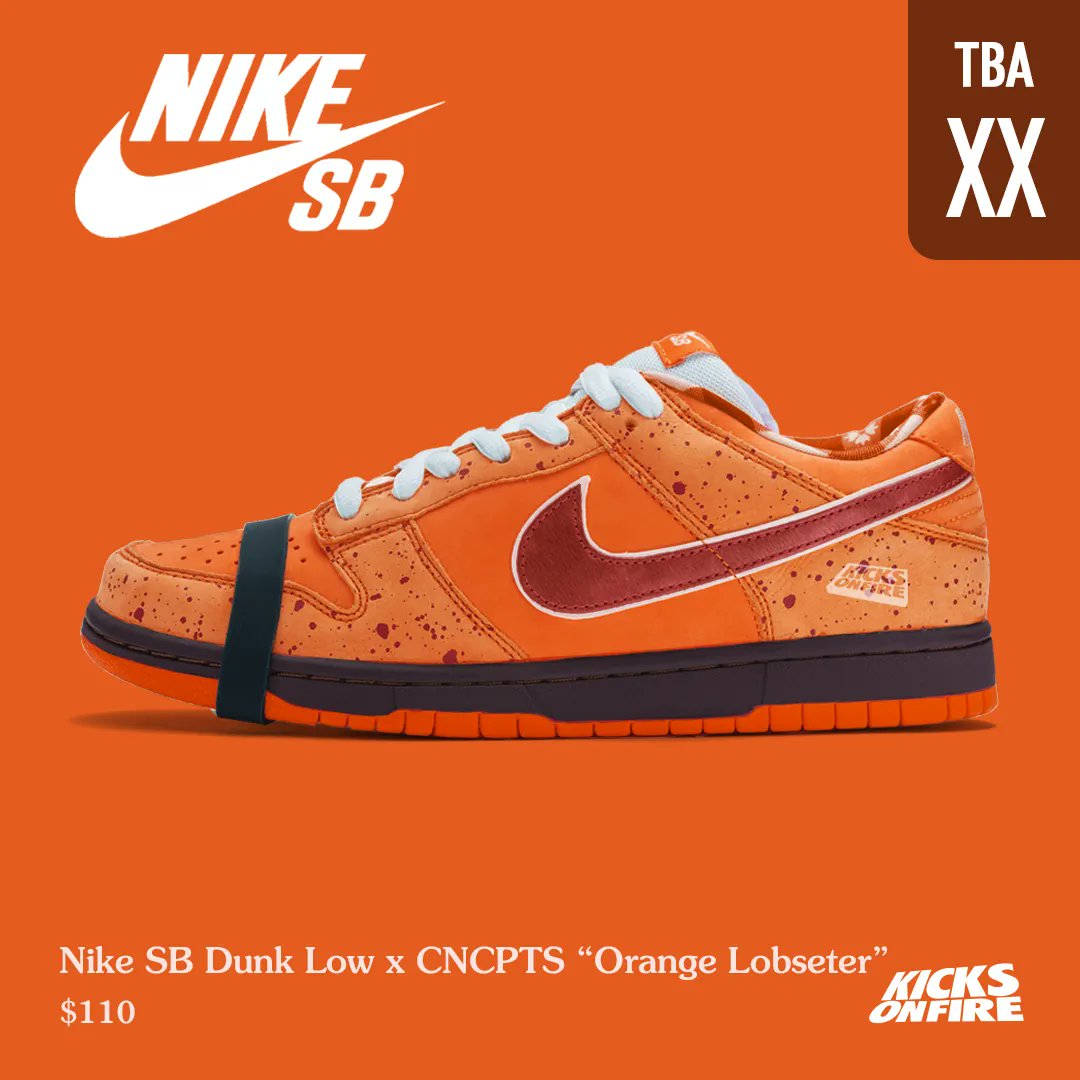 kicksonfire's tweet image. Nike SB Dunk Low x CNCPTS coming back this November in “Orange Lobseter” version 😍 🍊
