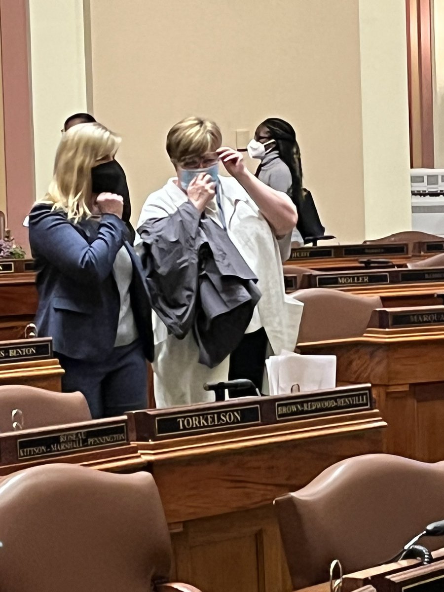 RepMaryFranson's tweet photo. Union Boss of Education Minnesota @DeniseSpecht in the House Retirement room — I can’t imagine what is being discussed with DFL Leadership 🙄 https://t.co/HZlI74g3rs