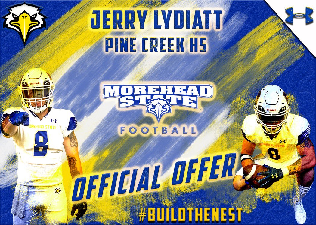 LydiattJerry's tweet photo. #AGTG After a great conversation with @CoachMicahJ I am blessed to receive my first D1 offer to Morehead State! @MSUEaglesFB 

@pinecreek_fb 
@SixZeroAcademy 
@TCO7v7 https://t.co/DpltbUIlBd