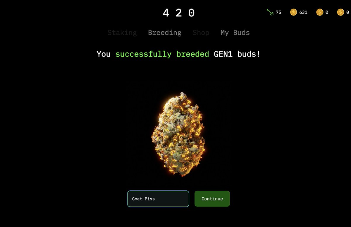 Brunno_UTXO's tweet photo. Holy shit just started beta breeding for @420dotgame @look_labs  and all I can say is WOW. Thanks @GreenGenieDev @RedBeardAPI @StevenLookLabs  and the whole team.. In Genie we trust !💚 https://t.co/tsOncJCVdw