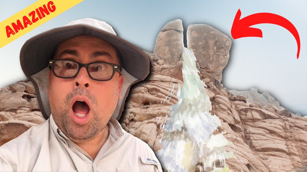 SinaiInArabia's tweet photo. Our colleague, Andrew Jones, explores the split rock that Jim and Penny Caldwell discovered in the early 1990s. Locals call this site the Rock of Moses.

Come see it &amp; other sites on our next tour to Mount Sinai!

TOUR LINK:
➡️https://t.co/D1s0QDc88X

https://t.co/REyPzrST5u https://t.co/k2NsHRrWd8