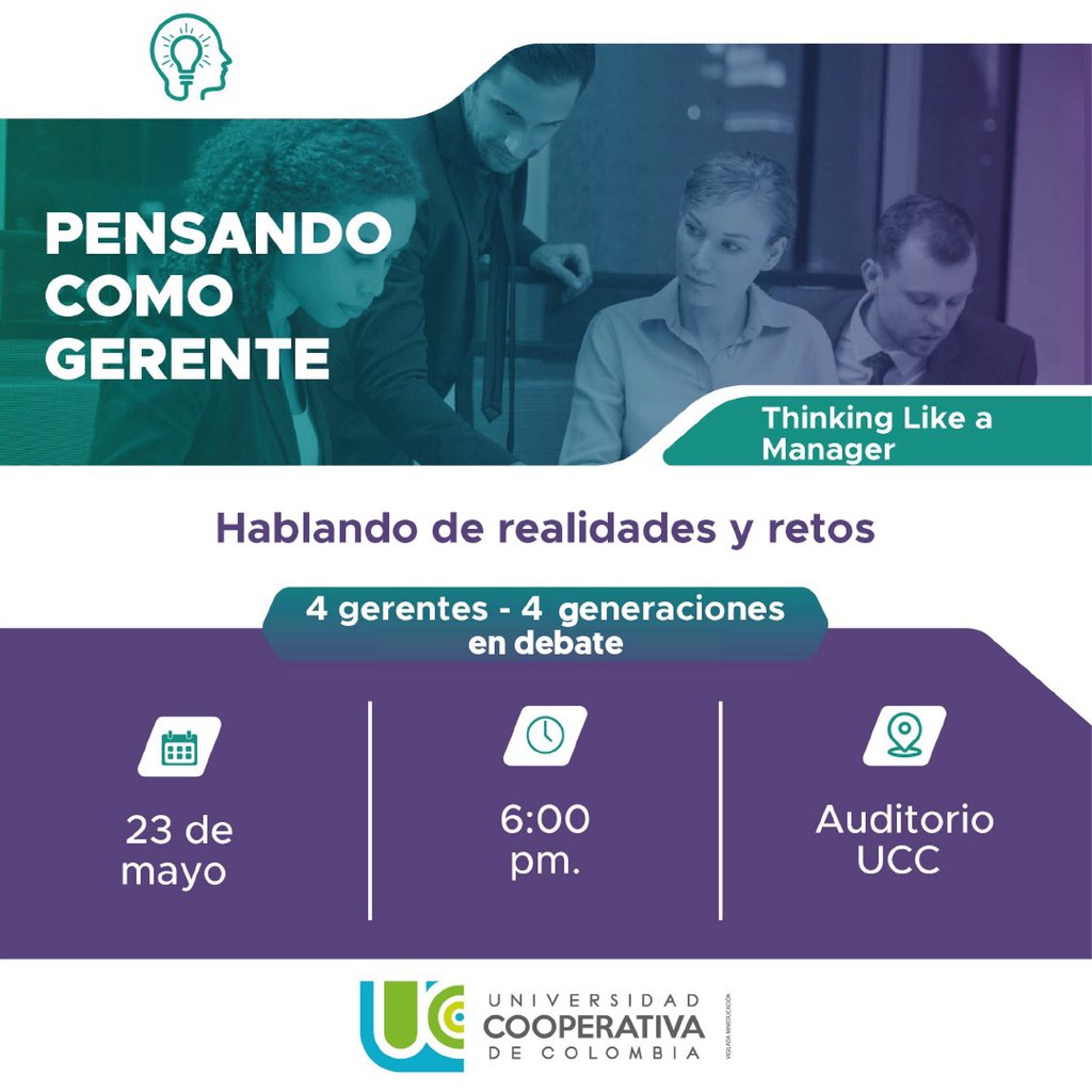 uccibaguespinal's tweet photo. ¡Tu que eres #UCC, no te puedes perder este conversatorio! 😃📚

Te esperamos en el auditorio para que puedas ser testigo del debate de generaciones y fortalezas tus competencias gerenciales 💚💙

#AdministraciónDeEmpresasUCC https://t.co/b6fg41N83N