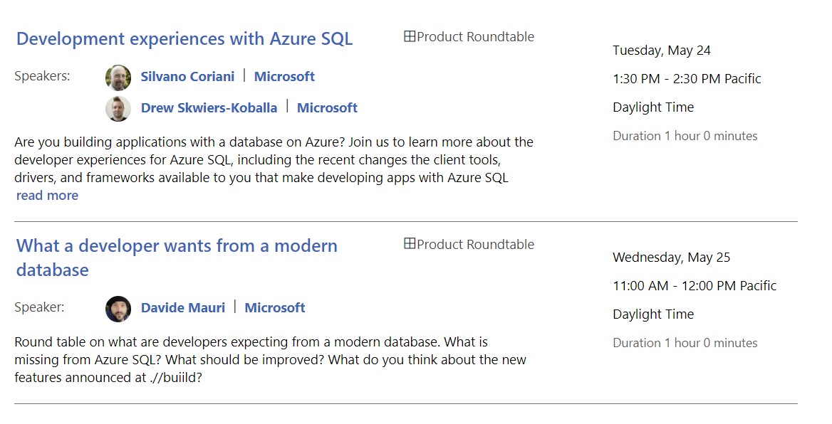 Next week at #Build2022 is your chance to tell us what you want us to work on to give you even more power and flexibility. Register at the roundtables, tell us your ideas and opinions and partecipate to the discussions: you'll leave your mark! #AzureSQL mybuild.microsoft.com/en-US/sessions…