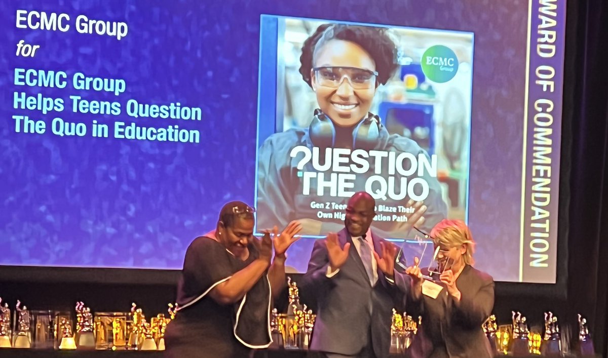 LauraTelanderG's tweet photo. Incredibly honored to receive a #PRSAanvil for our #QuestionTheQuo campaign. Now more than ever we must highlight the many educational paths that lead to careers. https://t.co/fcOzRoEHRW