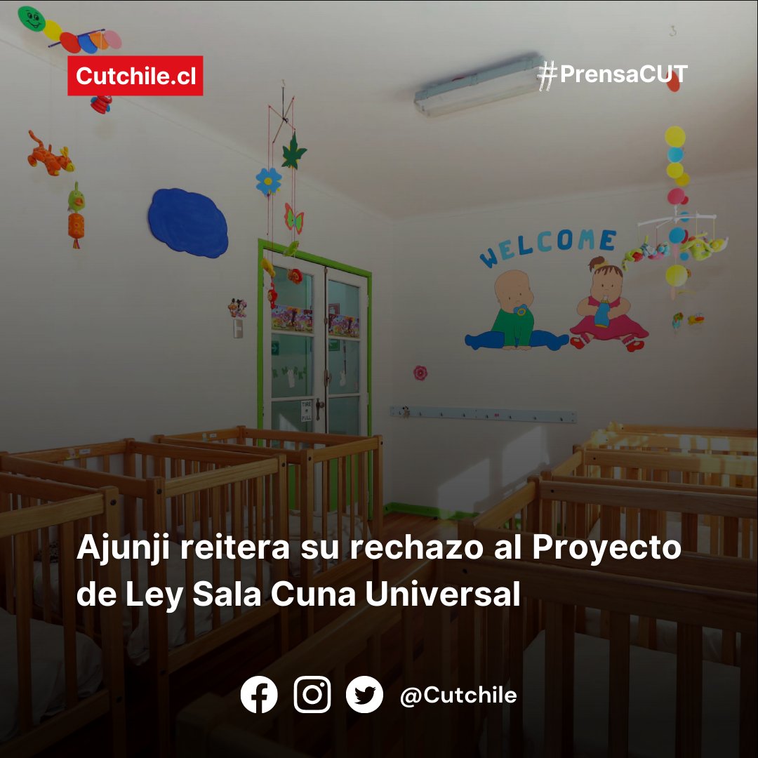 Cutchile's tweet photo. 🗞️ #PrensaCUT | La @ajunjinacional reiteró "una vez más, su rechazo al Proyecto de Ley de Sala Cuna Universal, a propósito que el senador Luciano Cruz Coke, lo haya puesto para sesionar en la Cámara del Senado”. 🔗 https://t.co/RFLfxeo9YY https://t.co/NdXD7WHVaE