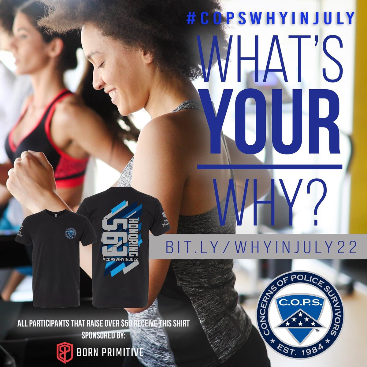 nationalcops's tweet photo. #COPSWhyInJuly starts in less than 2 MONTHS! Have YOU registered to join us in honoring the 563 fallen heroes with 563 minutes of activity for #COPSWhyInJuly! Remember, ALL participants that raise over $50 receive an awesome shirt! register TODAY: https://t.co/l1o6NURtsZ https://t.co/dszuZ6XAUK