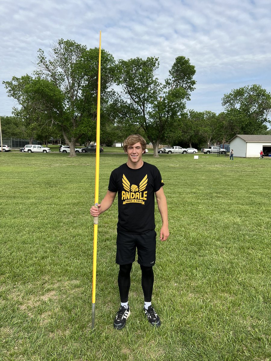 Big PR today for <a href="/meyerjonah30/">Jonah Meyer</a> 191’2” in 4A Javelin for <a href="/AndaleAthletics/">Andale Athletics</a>.  On to state! <a href="/sportsinkansas/">Sports in Kansas</a> <a href="/TrackInKansas/">Track in Kansas</a>