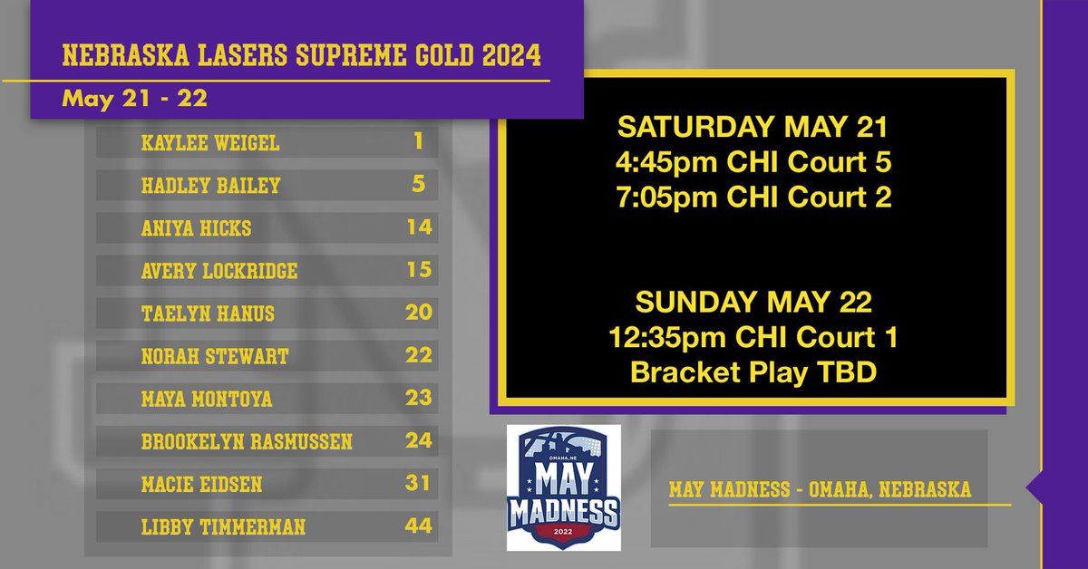 Ready. To. Go. 😤

Check out Nebraska Lasers Supreme Gold 2024 schedule for this weekend‼️