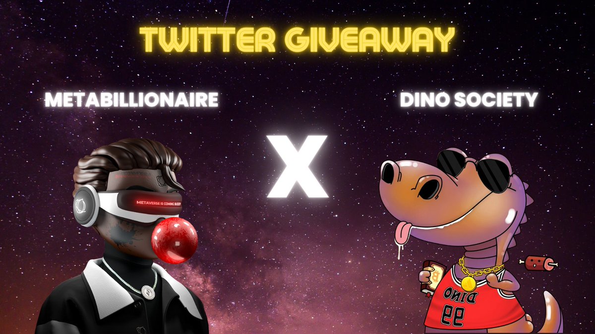🔔 WHITELIST GIVEAWAY!🔔

<a href="/metab_nft/">METABILLIONAIRE</a> x @DinoSocietyNFT
 
We will be giving away:
•🦖 5x WL spots for DinoSociety

To enter:
• Follow <a href="/metab_nft/">METABILLIONAIRE</a> &amp; @DinoSocietyNFT
• Retweet + Like this post
• Tag your friends

Giveaway ends in 48 hours