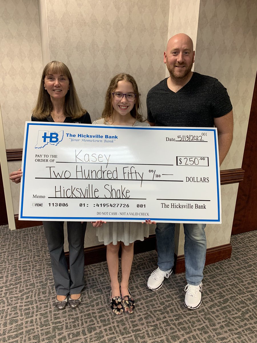 Thank you to The Hicksville Bank for such a generous donation. Hicksville Middle school is grateful for your continual support of the Hicksville Shake.
