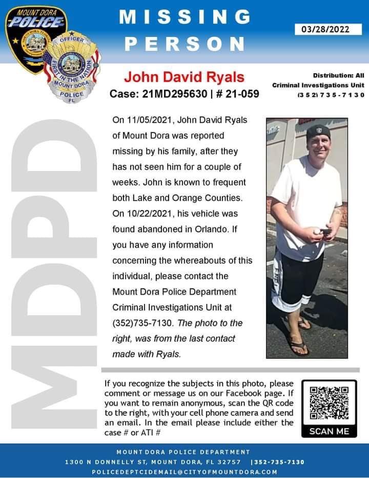 FocusN13's tweet photo. 🚨🚨 PLEASE SHARE 🚨🚨

John has been missing from Mount Dora since 11/5/21

Please help this family find answers….if you have seen something please say something 💔

#HEMATTERS 

#FindJohnRyals #FindJohnDavidRyals https://t.co/WmX7xxIGp1