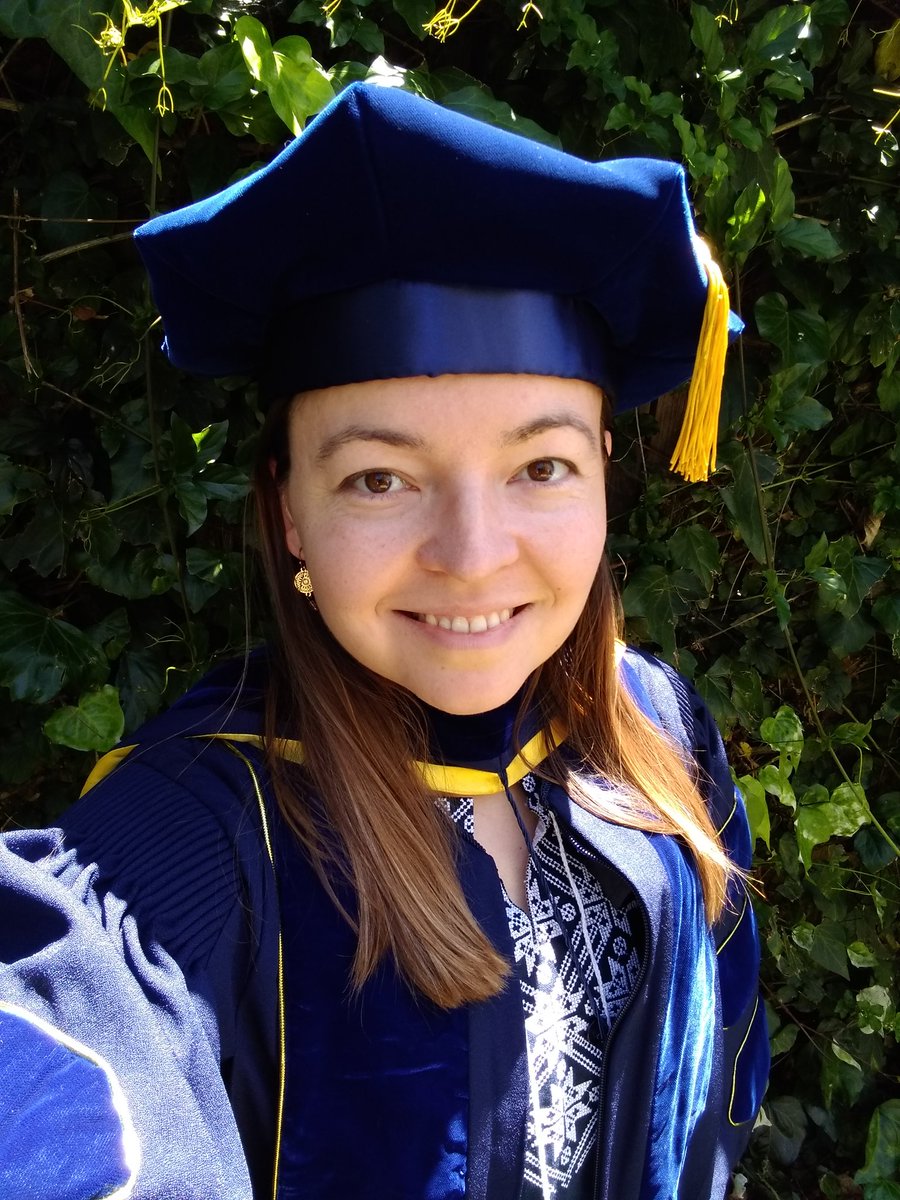 One day late for #VyshyvankaDay, but yes, I wore a vyshyvanka from my last trip to Kyiv with my PhD gown last wknd. Honored to get my doctorate from <a href="/ERGBerkeley/">ERGBerkeley</a> &amp; work towards a more sustainable, equitable, &amp; resilient energy system with my roots always on my mind. #SlavaUkraini