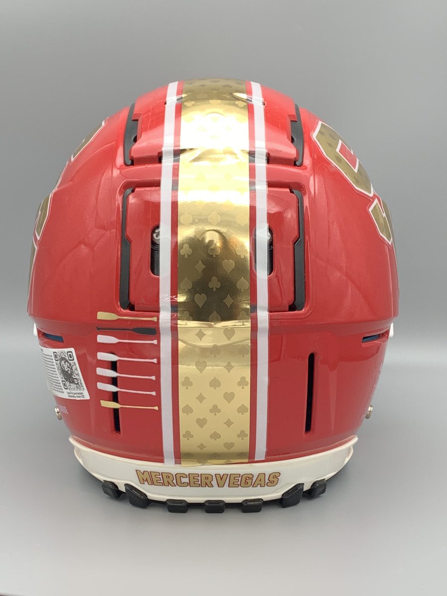 Excited to be doing the lids for South Gallia High this season! Known as “Mercervegas” we threw in some ghost printed card suits! Actual helmet will have a red facemask. Thanks <a href="/CoachBMorrow/">Bryan Morrow</a> for working with us this year!