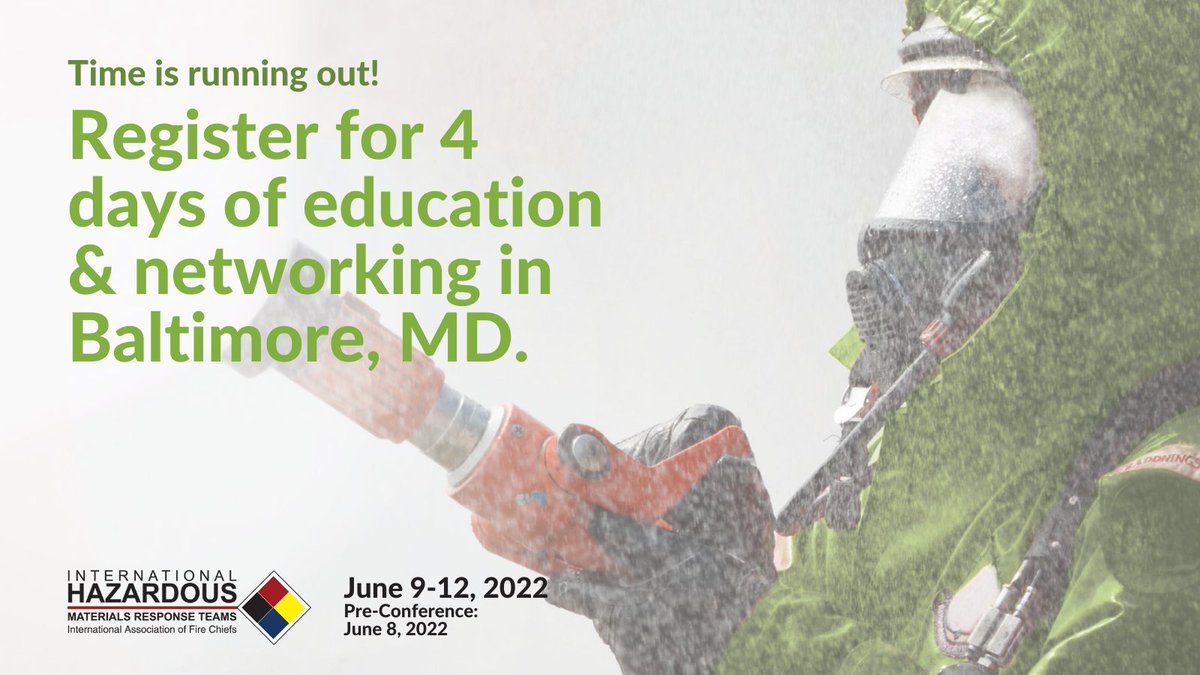 IAFC's tweet photo. #HAZMAT22 is coming up soon - don't miss your chance to register and pre-build your agenda to maximize your time. Register here now: https://t.co/VxRQL82M47 #Hazmat #HazmatTech #FireTraining https://t.co/CksfhcA6AW
