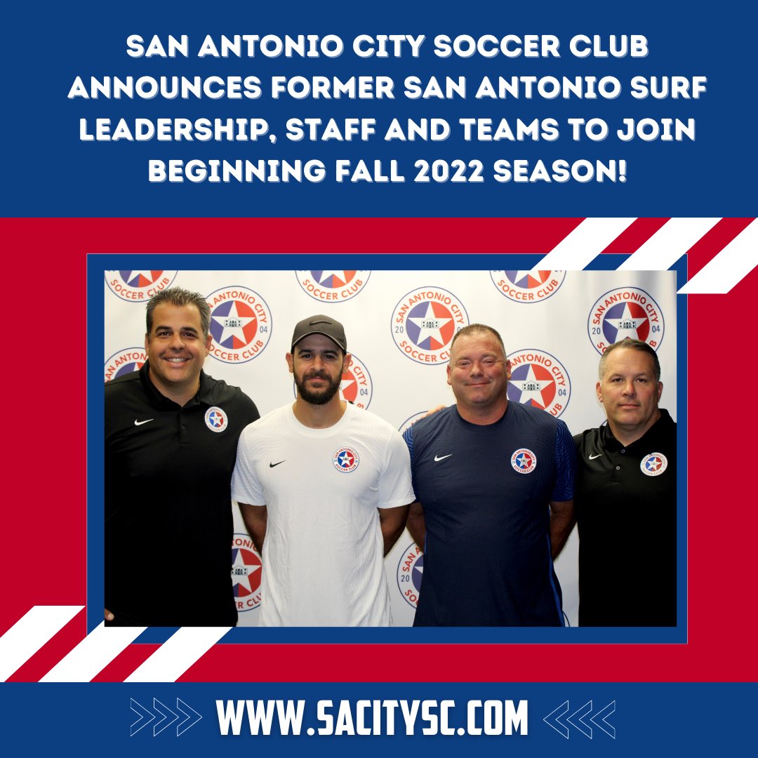 sacitysc's tweet photo. NEW ANNOUNCEMENT! โญ๏ธ
This afternoon SA City Soccer Club signed Former San Antonio Surf to join the Fall 2022 season!
We are beyond excited for the opportunity to unite our city and expand the pathway for players amongst our community.
#ForOurCity #SACityProud https://t.co/vQyQIOw6ft