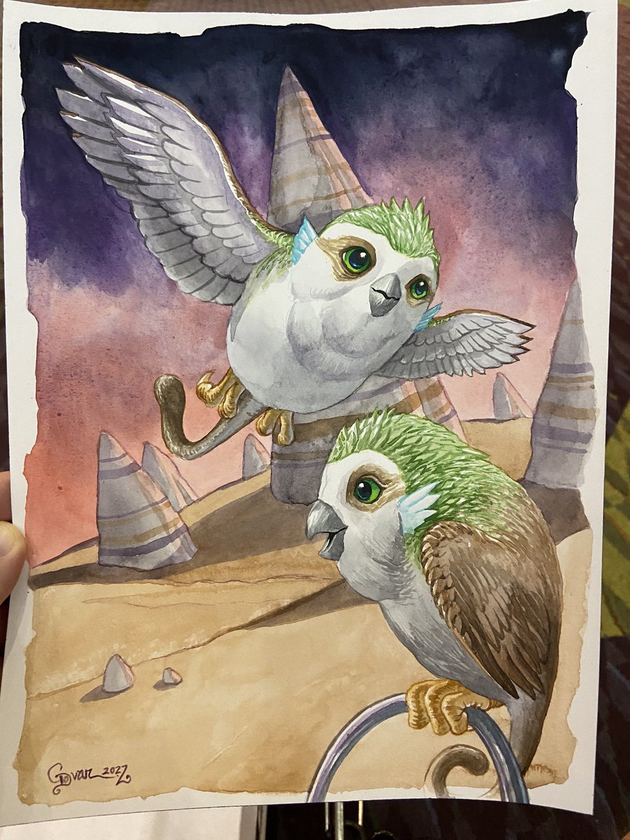 wes_paul77's tweet photo. I bought the original watercolor painting the 2022 Topps Star Wars Convor trading card was based on. Painted by Daniel Govar. I love his work! #convor #StarWars #starwarsart https://t.co/psyAjqQNRT