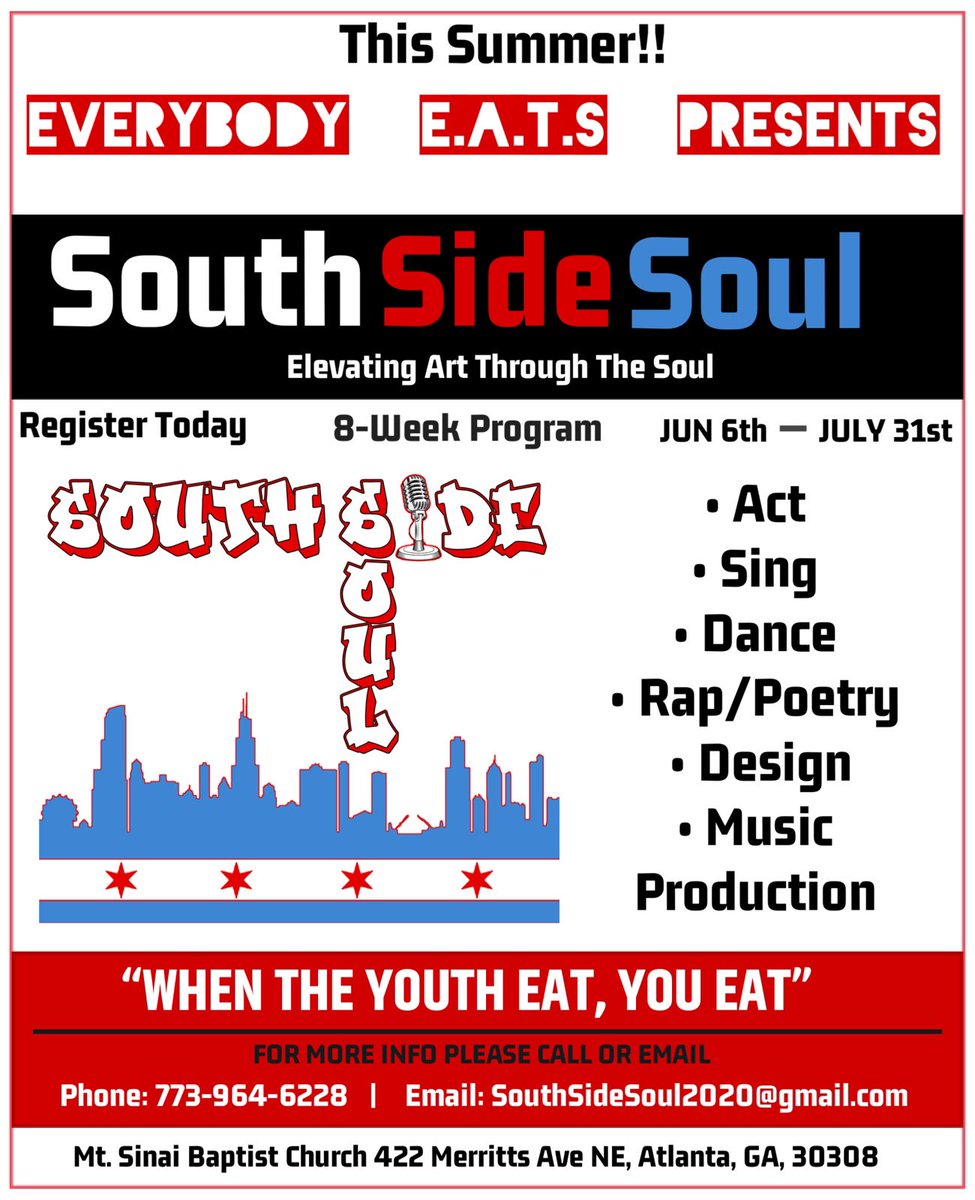 4AMChefJimmy's tweet photo. Doing something 4 the youth this summer.

Introducing….The SouthSide Soul Youth Empowerment Program. 🙏🏾

My students will be getting professional recording studio experience, performance &amp; job opportunities, songwriting classes, &amp; more. https://t.co/Isr73ovIpS