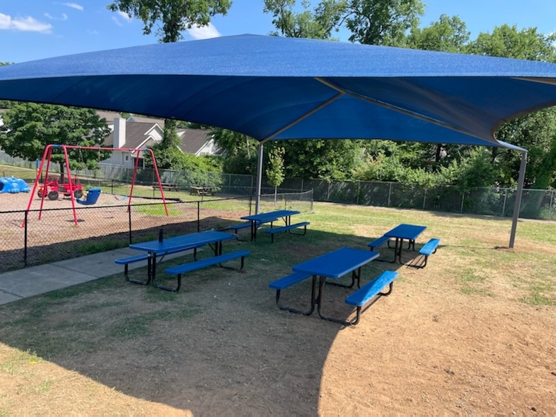 "This is the best thing to happen to this playground ever!" -actual Sylvan Park student
We're excited to announce that your Invest support has paid off! Thanks to your donations, students &amp; teachers will have more shade &amp; more places to gather on the playground for years to come!