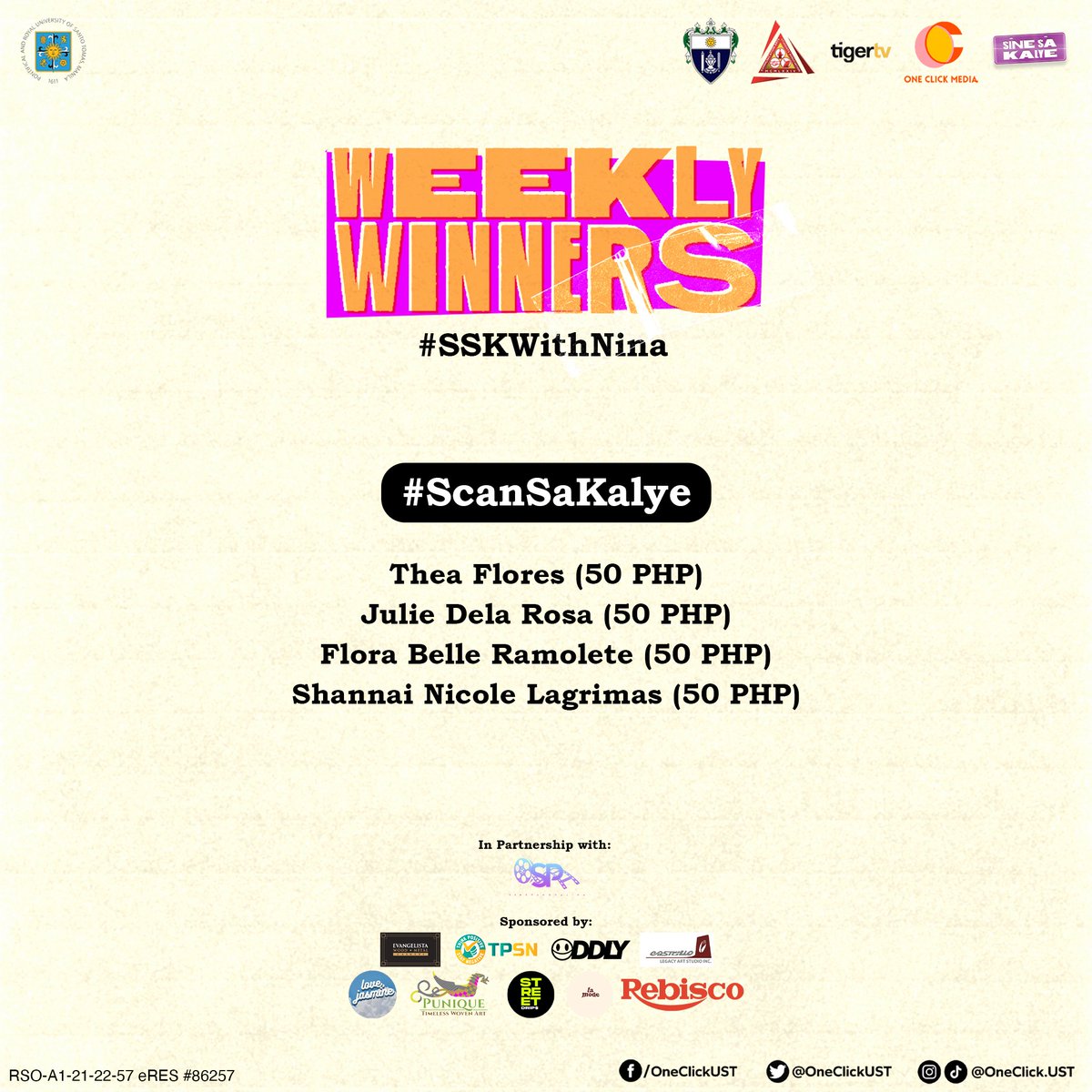 OneClickUST's tweet image. May umuulit ah? 👀

We thank everyone who joined our promo giveaways until our finale week. A marketing representative will contact you as soon as possible for the claiming of prizes.

#SineSaKalye
#LimitlessWithOneClick 
#RedefiningCreativity
#StreamCon2022
#EmpowerThroughCASA