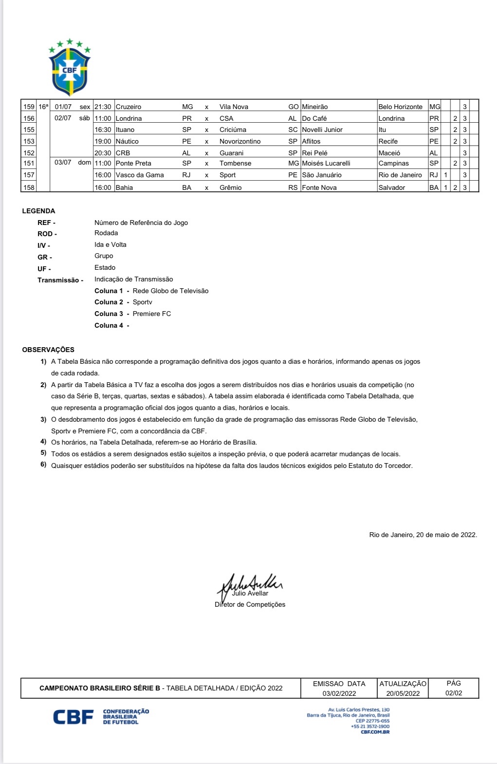 CBF detalha datas e horários de 12 jogos do Cruzeiro na Série B; Confira