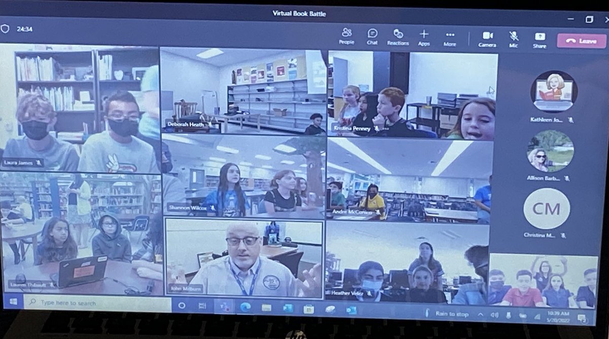 GoodmanBesece's tweet photo. Inaugural Elementary Virtual Battle of the Books was a lot of fun! Ready to read next year’s SSYRA books! Thank you John Milburn! @Bryan_Bulldogs @hubofschool @LMSK5 @TransformHCPS @FloridaSSYRA #battleofthebooks #teamwork https://t.co/tuIlgVarZi