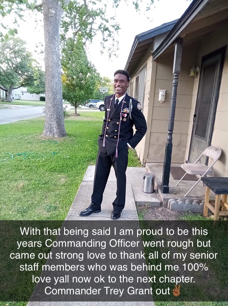 Thank you everyone who supported me in this position. It was a great 4 years of experience and leadership development. I just want to thank God for leading me these 4 years and thank everyone of you for the support. Now on to the next Chapter. Commander Trey Grant out✌🏾