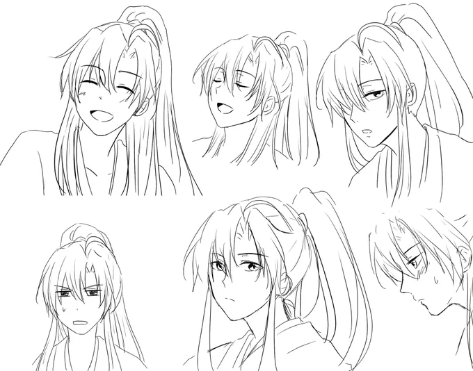 ということで、いろんな表情のウェ先輩落書き。
やっぱり原作のハーフアップポニテめっちゃ好き。 