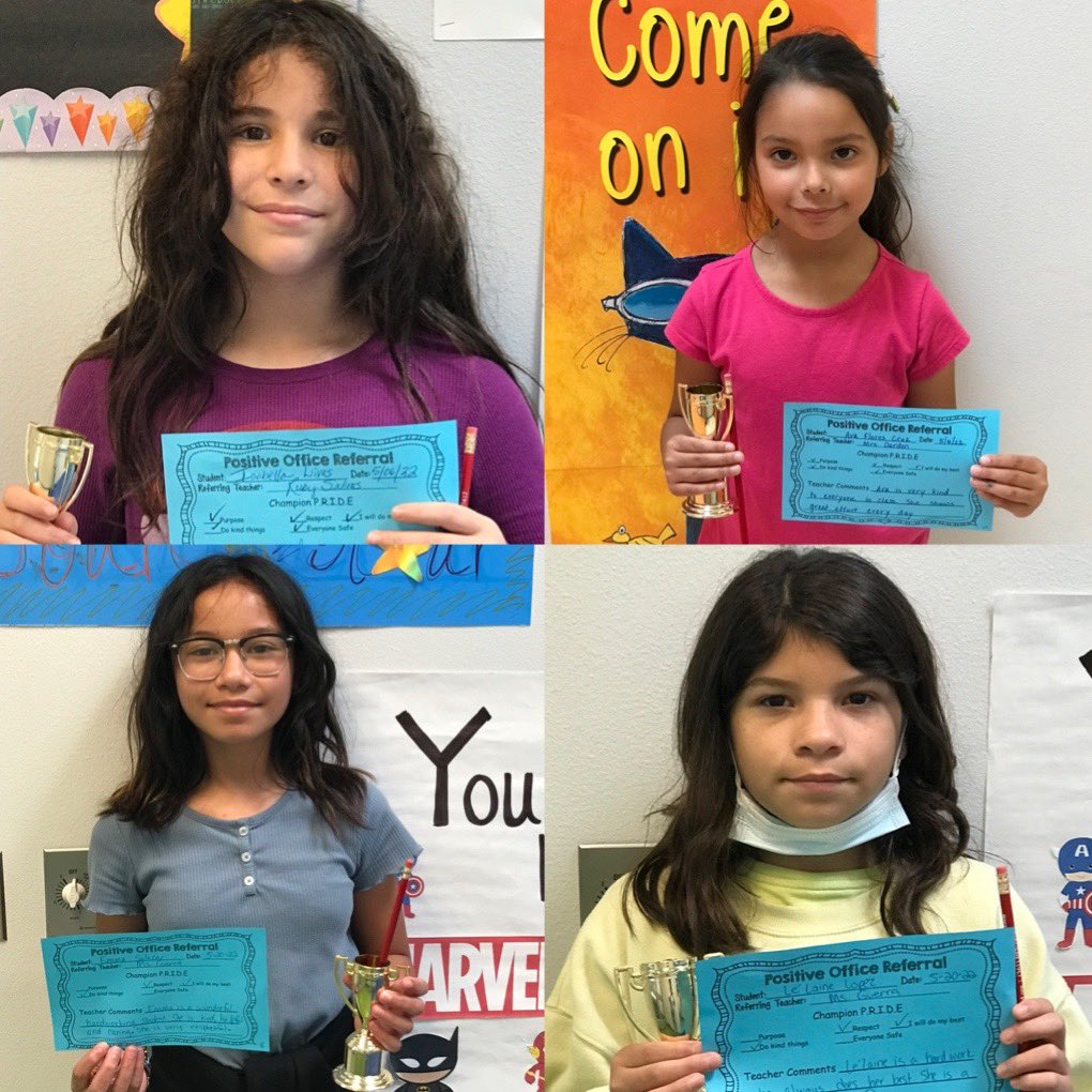 Congratulations to our Champions for receiving a Positive Office Referral! Thank you for showing your Champion P.R.I.D.E.! #PositiveFriday 👏❤️