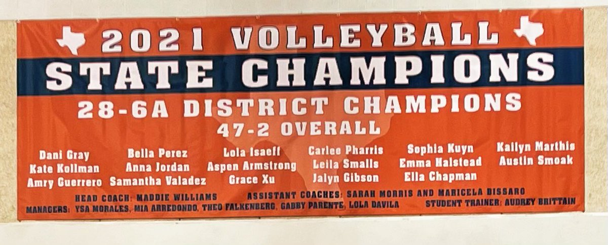 BrandeisVB08's tweet photo. It’s a GREAT DAY when your #STATECHAMP banner is put up!🏆🥇#foreverproud #B4L #112021 @geriberger08 @CBruce_Sr @NISD_Athletics @briantwoods1 @NISDBrandeis @uiltexas @hinojosa_david @sa_terrence1 https://t.co/qsQRkelVWE