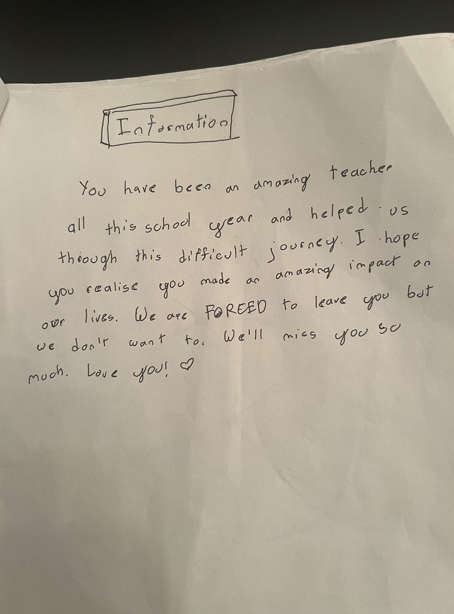 KeishaDerizzio's tweet photo. My fifth graders served me divorce papers today🥰. The terms of the divorce is the sweetest ever, so I tearfully accepted. 😭😘💔@WHOwenES https://t.co/QFlHWCnEUz