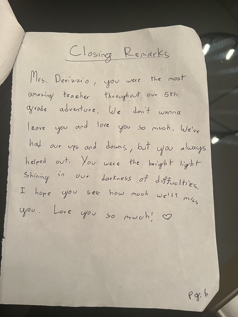 KeishaDerizzio's tweet photo. My fifth graders served me divorce papers today🥰. The terms of the divorce is the sweetest ever, so I tearfully accepted. 😭😘💔@WHOwenES https://t.co/QFlHWCnEUz
