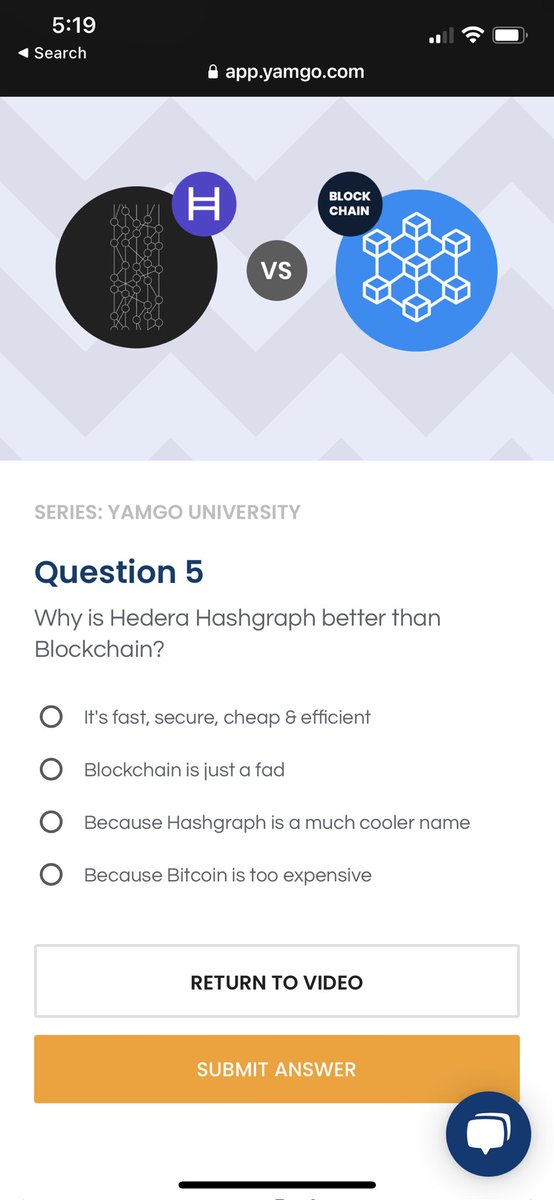 Love the short educational videos and questions on <a href="/YamgoApp/">Yamgo - Secure Hedera Wallet with Rewards Built In</a> - check it out <a href="/hedera/">Hedera</a> community and earn hbars when you learn.