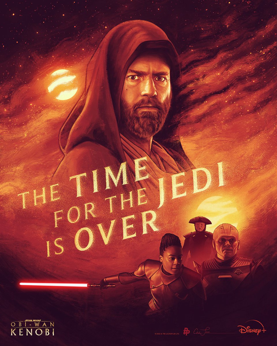 obiwankenobi's tweet photo. The time for the Jedi is over. 

Start streaming the two-episode premiere of #ObiWanKenobi this Friday on @DisneyPlus. Art by @cmloweART. https://t.co/li6i9wHLY8