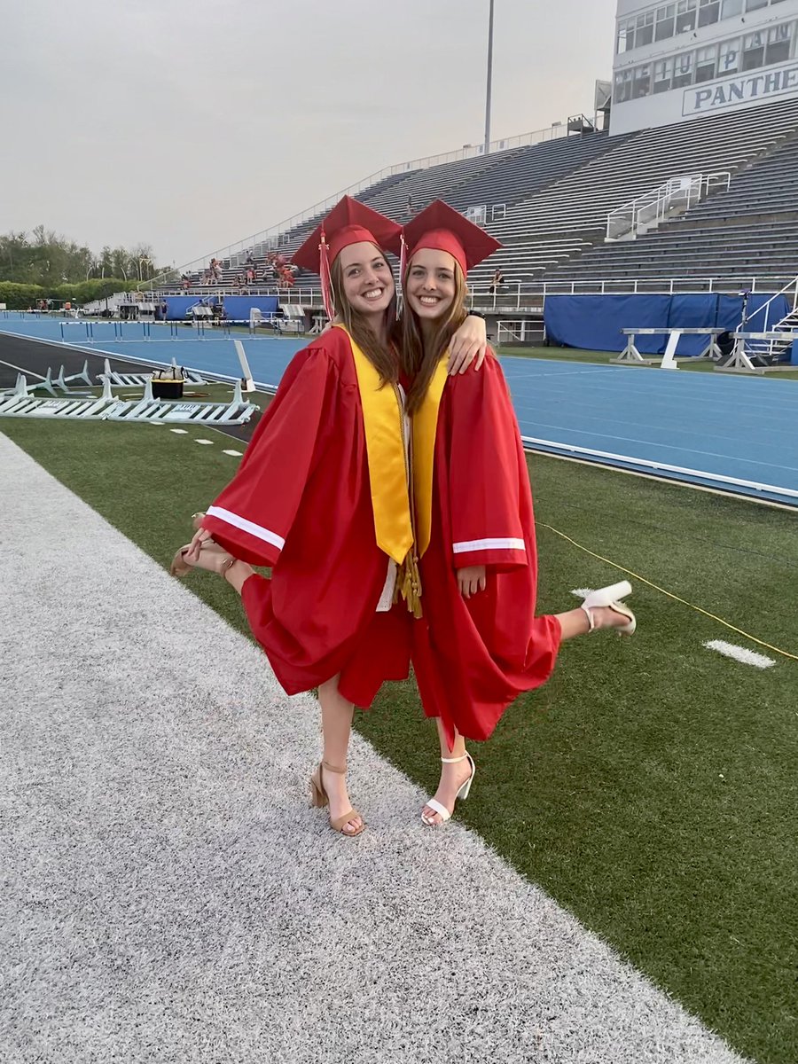 RunYHS's tweet photo. State meet graduation! Congratulations Anna and Maggie! ❤️🖤 https://t.co/zxEK1KZ04x
