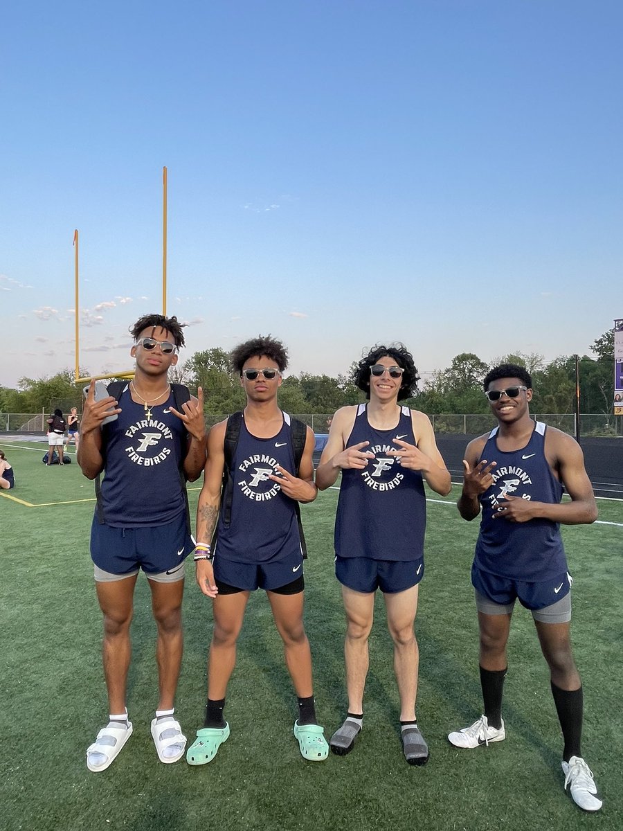 Boys 4x200 Relay of Ben, Dasan, Jerod, and Kam are moving on to next weeks OHSAA Regional Championships with a time of 1:31.69 #Compete #FirebirdFAM #HardWork