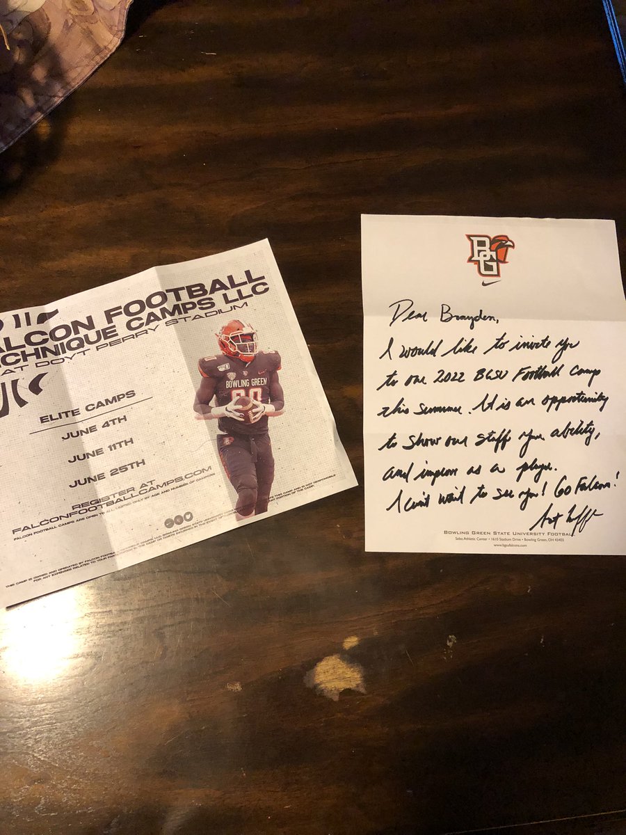 BraydenFetzer's tweet photo. Thanks to @BG_Football for the camp invitation https://t.co/kryHbUY7z9