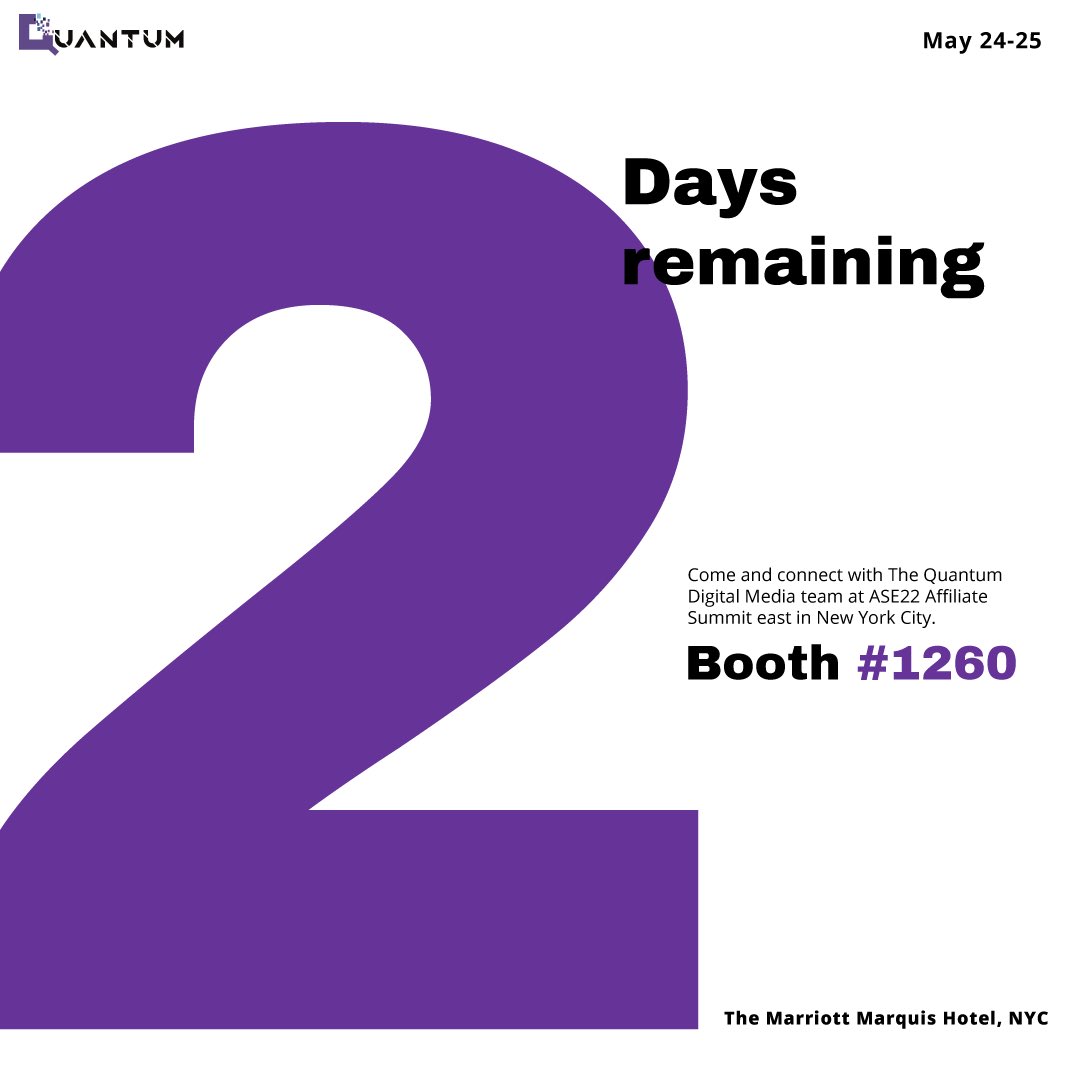 DrAnthonyQBowen's tweet photo. Quantum Digital Media Inc will be at ASE22 at the Marriott Marquis in #NYC  Booth#1206 at the Meet Market.  Stop by or schedule a meeting via the App! or IM me.
#ASE22 #NYC #DigitalAgency #PerformanceMarketing #DigitalMarketing #marriott #theqdm #dranthonyqbowen https://t.co/767fHCswHw