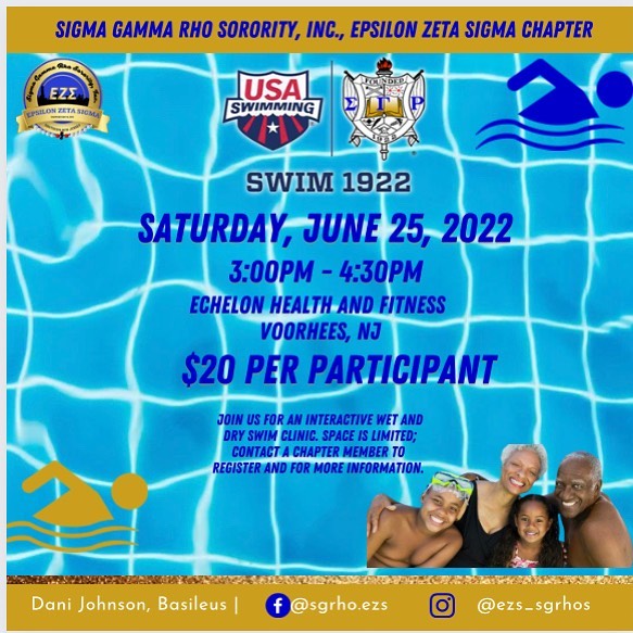 Join Us on Saturday, June 25, 2022 from 3:00pm-4:30pm for our Swim 1922 Swim Clinic. The purpose of this event is to increase swim participation and decrease drowning rates in our community. The event is open to those ages 6 and up; parents must attend with their child.