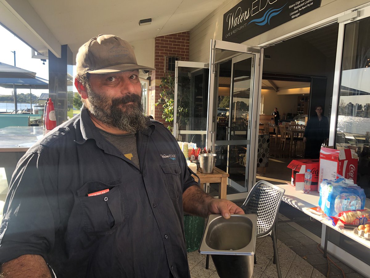 SarahJKnight's tweet image. Not a democracy sausage but an egg and bacon muffin instead two hours before my first race at the Not The Nationals regatta in Bunbury. A perfect day. And a most excellent breakfast from James at Waters Edge Cafe. Never trust a skinny chef he says.