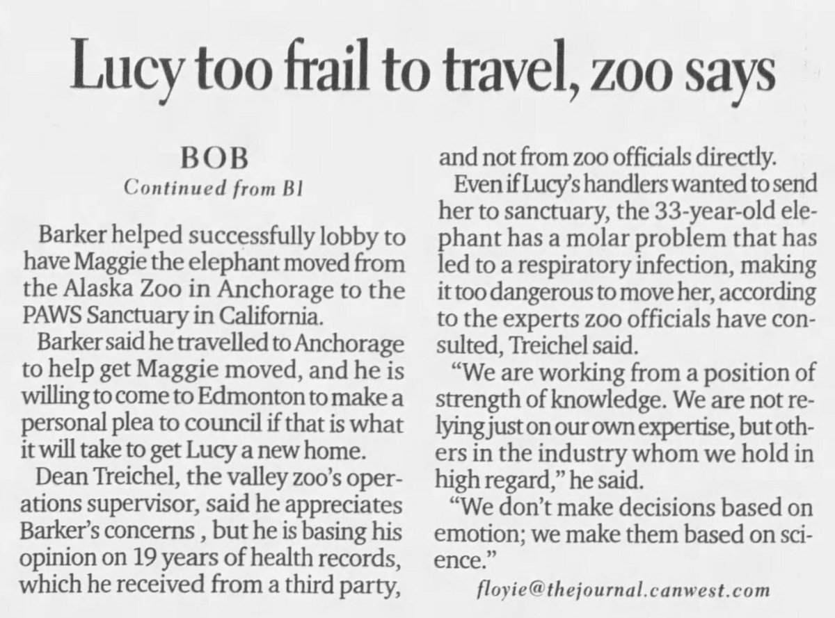 #EdmontonValleyZoo started saying Lucy couldn't 🧳 because of respiratory issue - caused by a misplaced molar this has been shown to be a lie 
Zoo vets come up with excuses @CAZA_AZAC give the paper exemptions so zoo can keep her #FreeLucy @AmarjeetSohiYEG