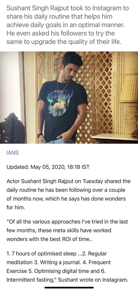 itsPPP4747's tweet photo. @withoutthemind On May 5’20 .@itsSSR posted abt meta skills to improve quality of life
He was planning to start his workout &amp; transcendental meditation from 29th June
He loved his live &amp; was planning ahead
Why was su!cide narrative pushed?

Justice Will Prevail For SSR
Never forget never forgive https://t.co/sEW76okyph