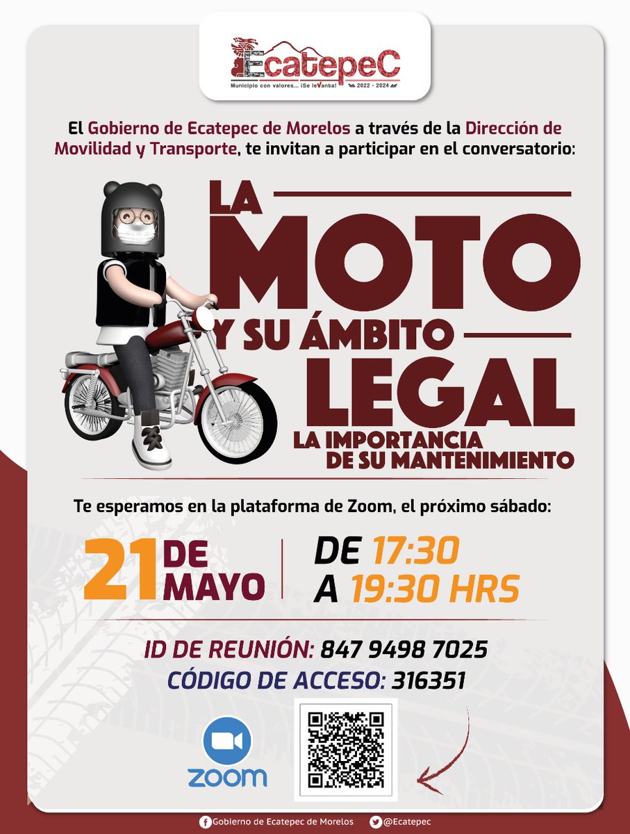 FerVilchisMx's tweet photo. #Edificante I Vecinos, la 🚧 seguridad vial es primordial en nuestro #MunicipioConValores. Los invito al conversatorio que organiza la Dirección de Movilidad y Transporte: “La moto y su ámbito legal. La importancia de su mantenimiento". Disfruta el viaje con responsabilidad. https://t.co/QfAlHIZorf