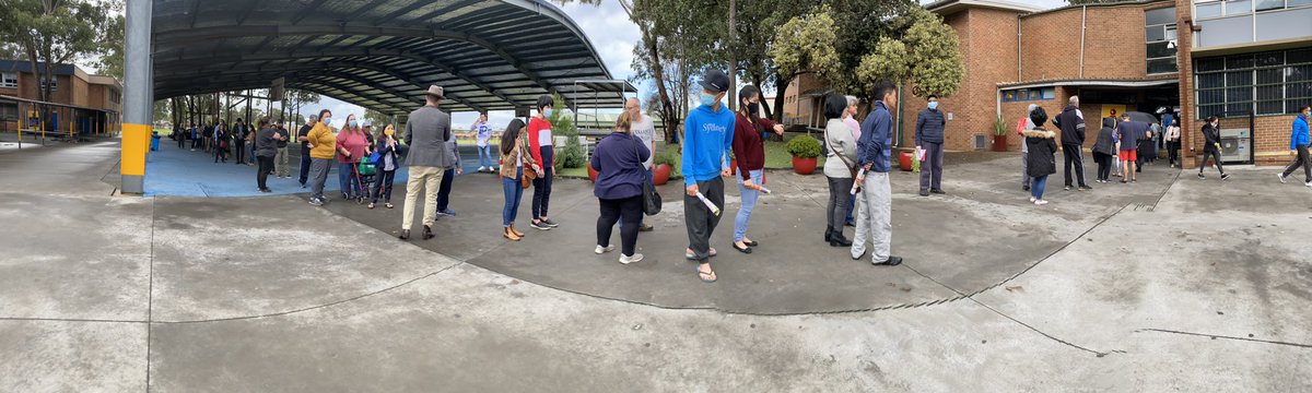 ChiefDisrupter's tweet photo. Huge pressure on @AusElectoralCom at Bonnyrigg High probably everywhere with voters turning out in the rain from 8am this morning, lining up for 1-2 hours.
Ridiculous queues, little planning around accessibility and aged and frail voters.
Here proudly supporting @dai_le https://t.co/K64HikoIdP
