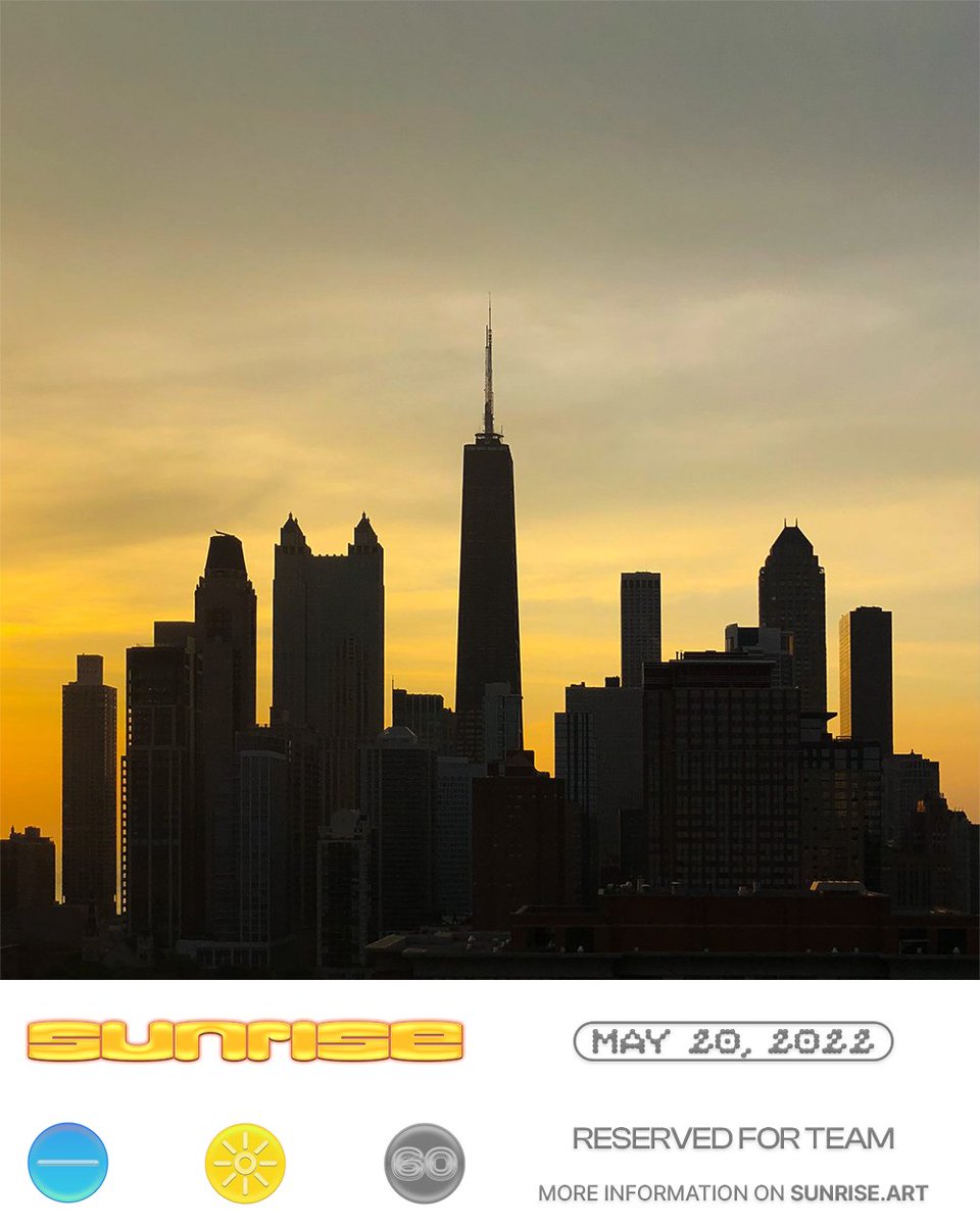 SunriseArtClub's tweet photo. May 20 πβ¨
Every 10th Sunrise is reserved for the team β for more information, visit https://t.co/2MMSyzQvdK π
Join the community on Discord: https://t.co/ZOtANfJjcV
#SunriseArtClub #SunriseNFT #WeRiseBetterTogether #ilovesunriseart by #nft #sunrise #chicago https://t.co/Oa2aGpivaY