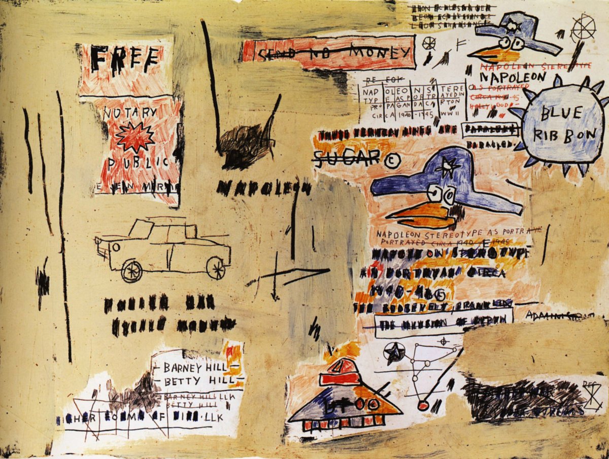 artistbasquiat's tweet photo. Jean-Michel Basquiat, Napoleon Stereotype as Portrayed, 1983 #jeanmichelbasquiat #streetart https://t.co/AGNDOQStbN https://t.co/YKhMa1Fz0D