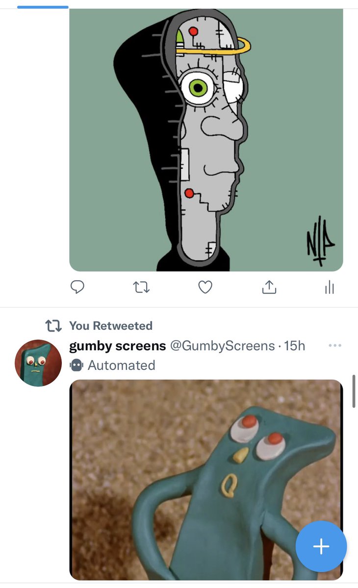 Josh_Backman's tweet photo. Gumby trippin’ balls seeing a #cryptonip 😂 @NippyNip2 

#NFT #NFTCommunity https://t.co/9XUMM24Nbr