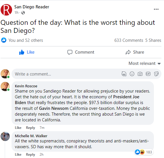 roscoex5's tweet image. #SanDiegoReader sandiegoreader.com all white people are not white supremist as your readers state.  

Time to give @elonmusk more examples of @Twitter censorship.  This was posted by me but never appeared on my timeline or news feed.   @SpaceXStarlink