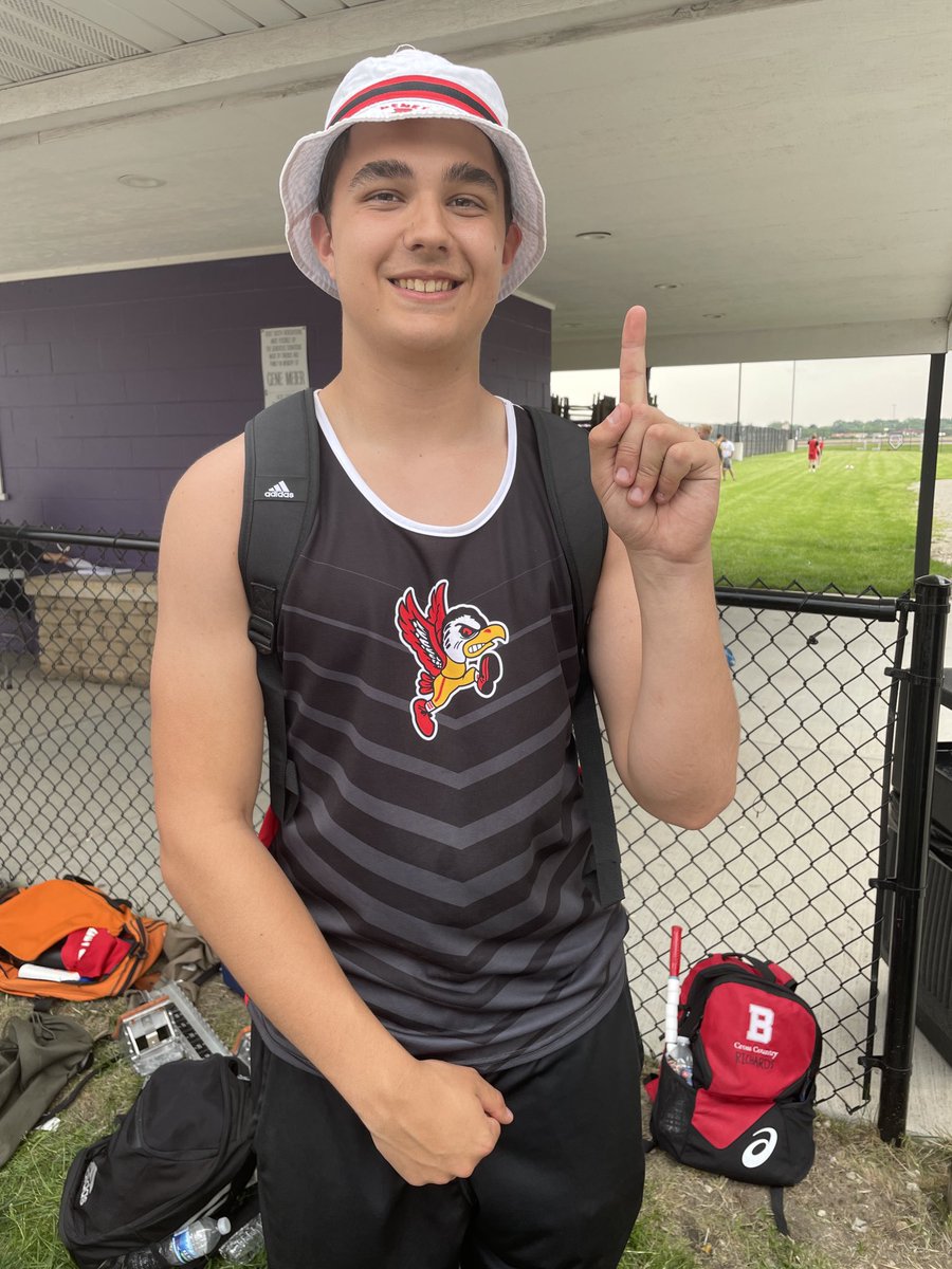 Aiden Dentice improves his discus throw by 12’ to capture the sectional championship.